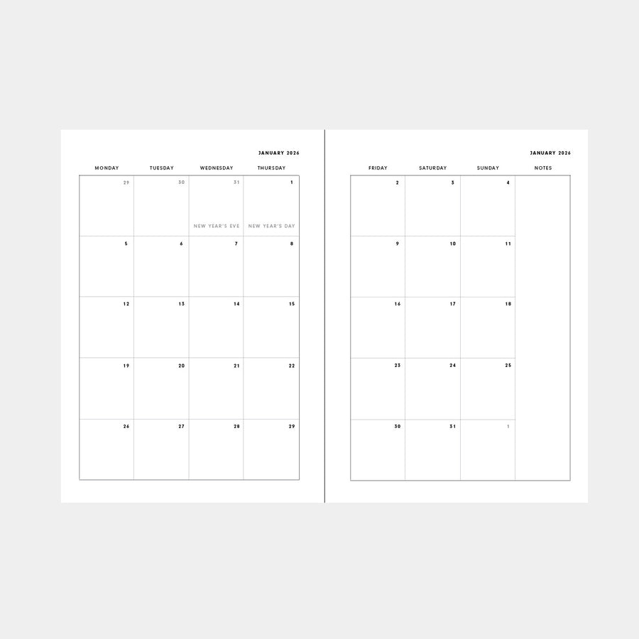 2026 Weekly Planner Insert - Monday (6-Ring)