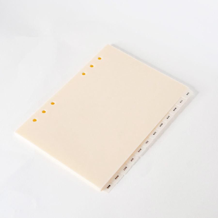 Monthly Planner Divider Tabs (6-Ring) | Beige