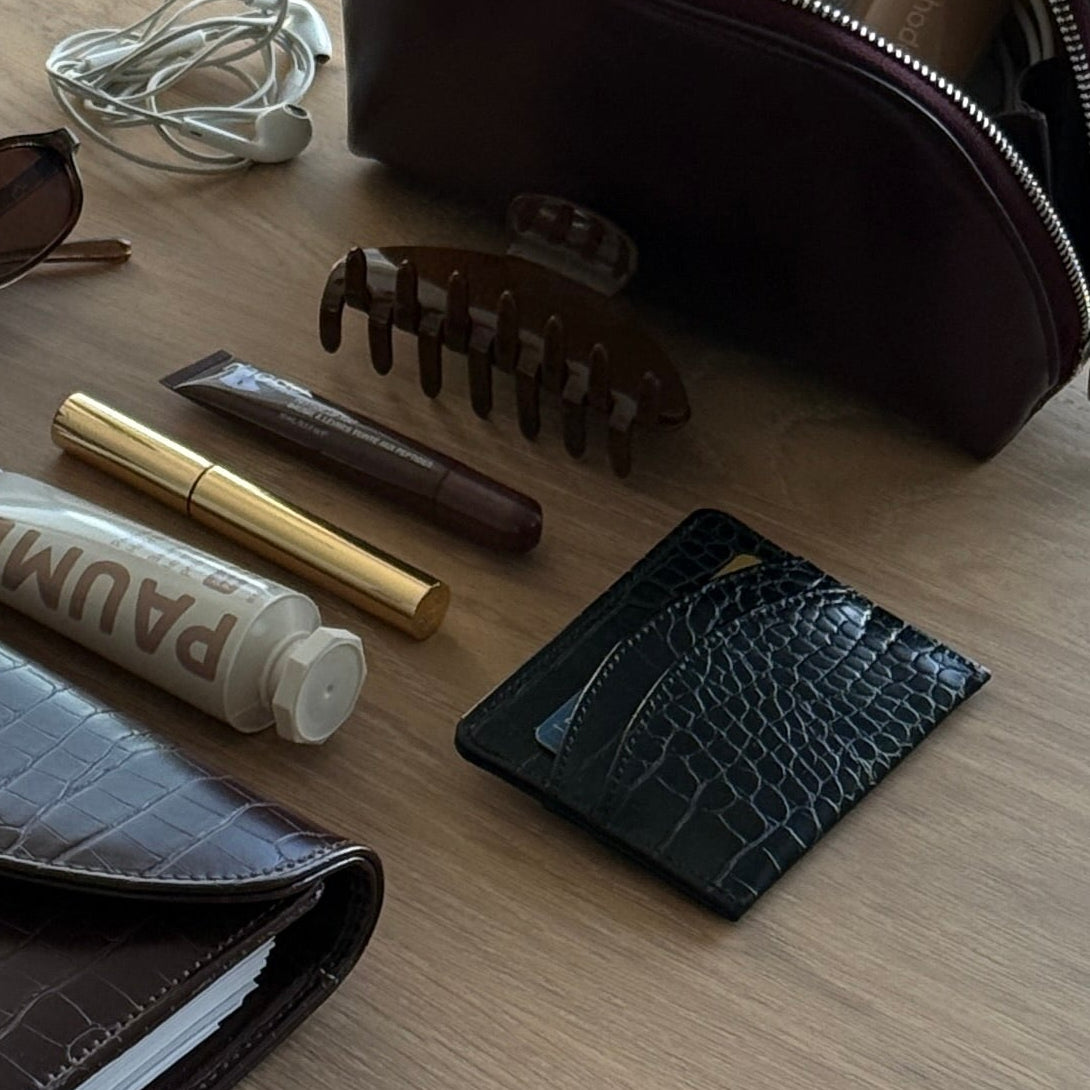 Card Wallet | Black Croc