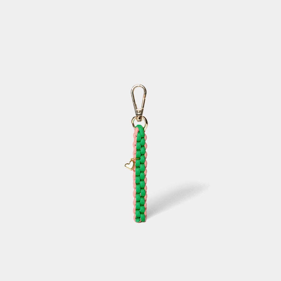 Braided Keychain | Green & Pink