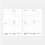 Undated Weekly Planner Insert - Sunday (6-Ring)