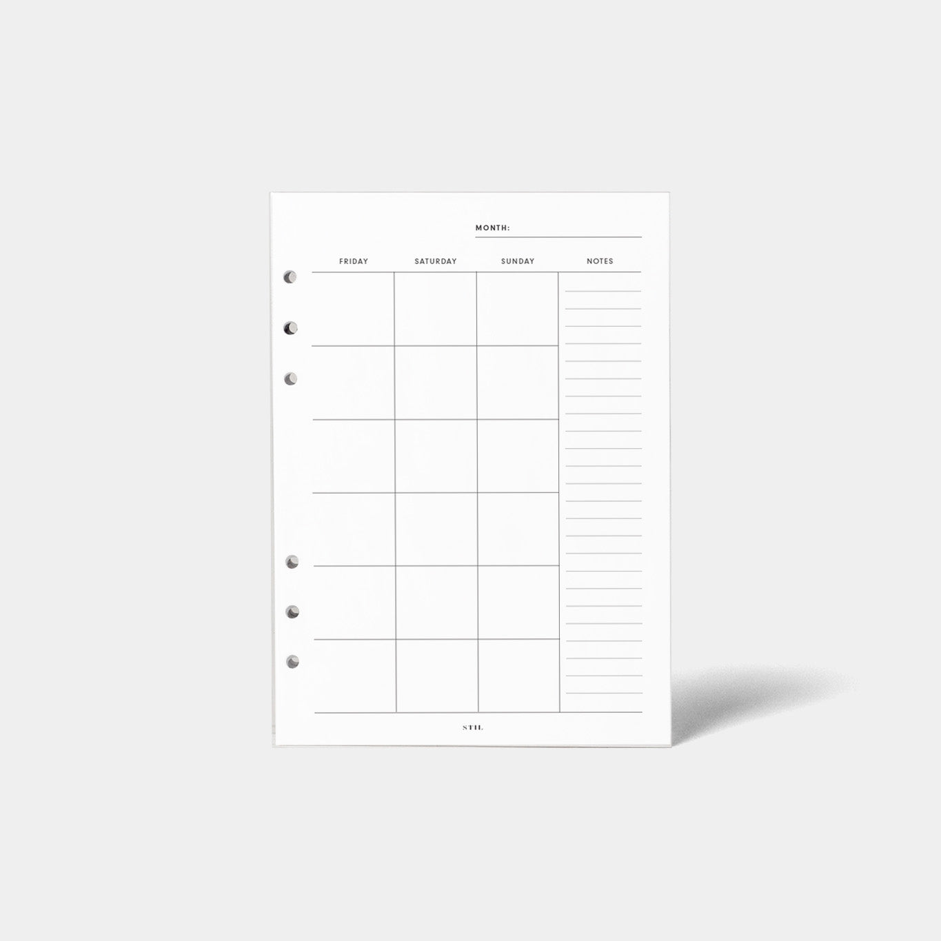 Monthly Calendar Insert (6-Ring) – STIL