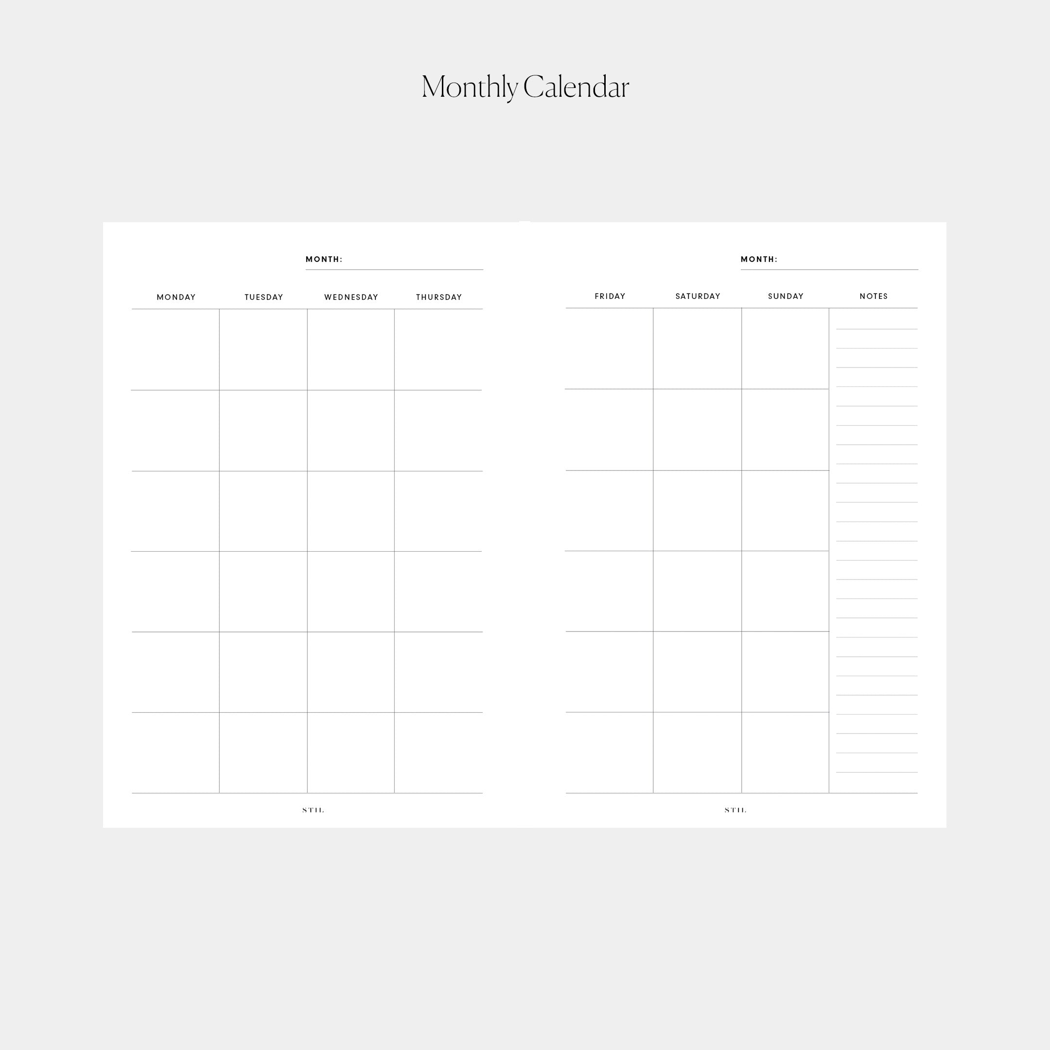 Monthly Calendar Insert (6-Ring) – STIL