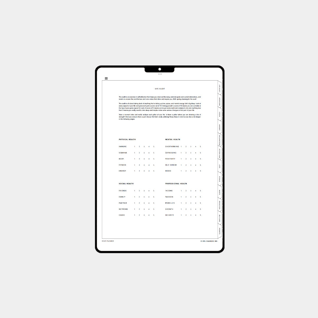 Digital Reset Planner